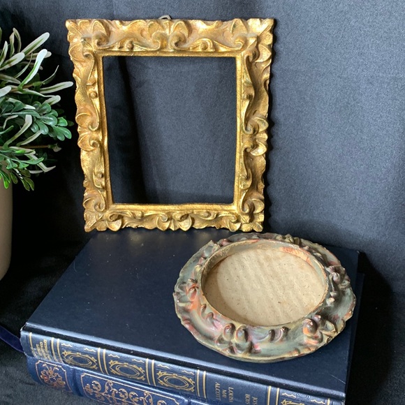 Accents | Vintage Wood Gilded Gold Square Frame Plastic Gilded Frame ...